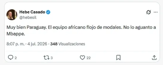 El post polémico de la vicegobernadora Hebe Casado.